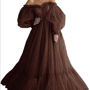 Brown tulle ball gown